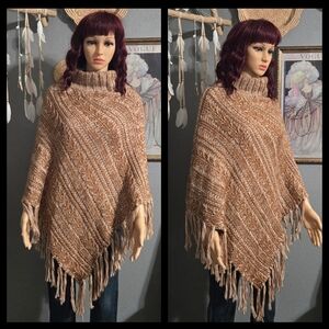 Stylish Turtlneck Knit Poncho